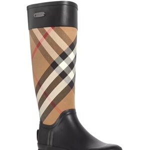 Burberry Black and Tan Plaid Winter Boots